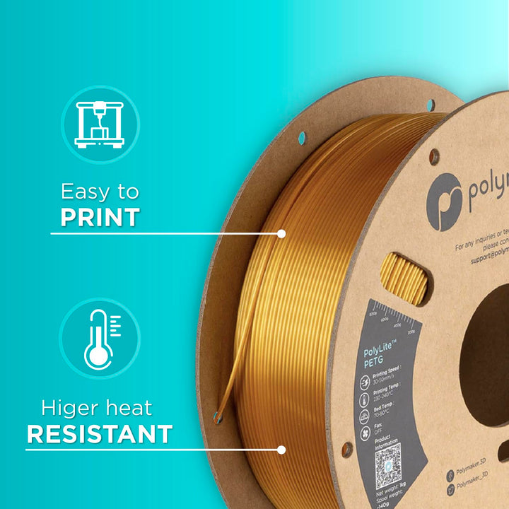 Polymaker PolyLite PETG Gold - 1,75mm - 1kg 1 kg Petg Gold (Hex Code: #Cc8a00), 1 kg Petg Gold (Hex