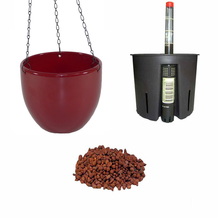 Set4 4 teilig Keramik Blumenampel Venus 13/12 weinrot Ø 17.5 cm H 15 cm für Hydropflanzen