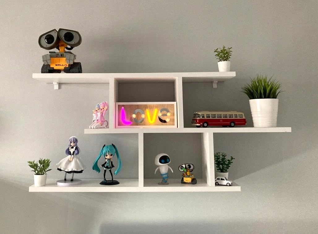 KUBUTKU Dekorativ Wandregal mit 2 Böden 100x45x18 Design Skandinavischer Modern für Wohnzimmer Küche