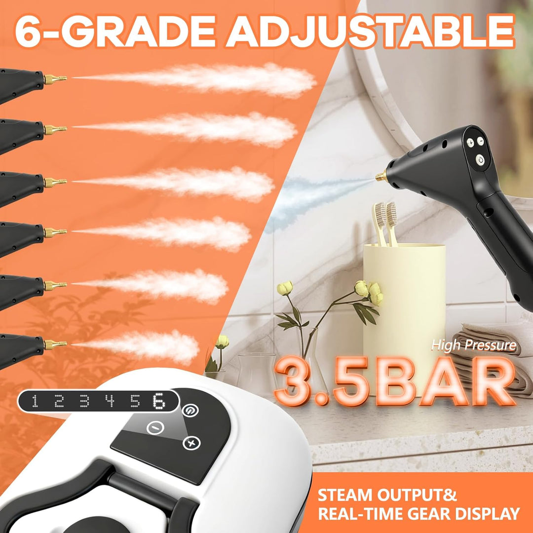 Dampfreiniger, 2500W Dampfreiniger Handgerät, 1200ml Tragbarer Hochdruck Dampfreiniger mit 3 Bürsten