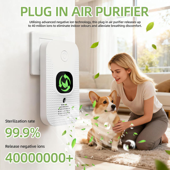 Luftreiniger für Zuhause & Schlafzimmer, Plug-In Mini Ionisator mit Negativen Ionen, Geruchsentferne