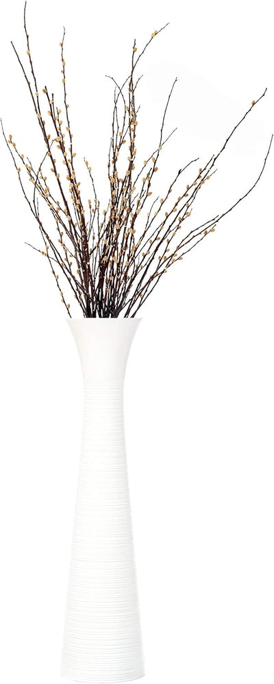 Leewadee Grosse Bodenvase für Dekozweige hohe Standvase Design Holzvase, Holz, 90 cm, Weiss 90 cm We