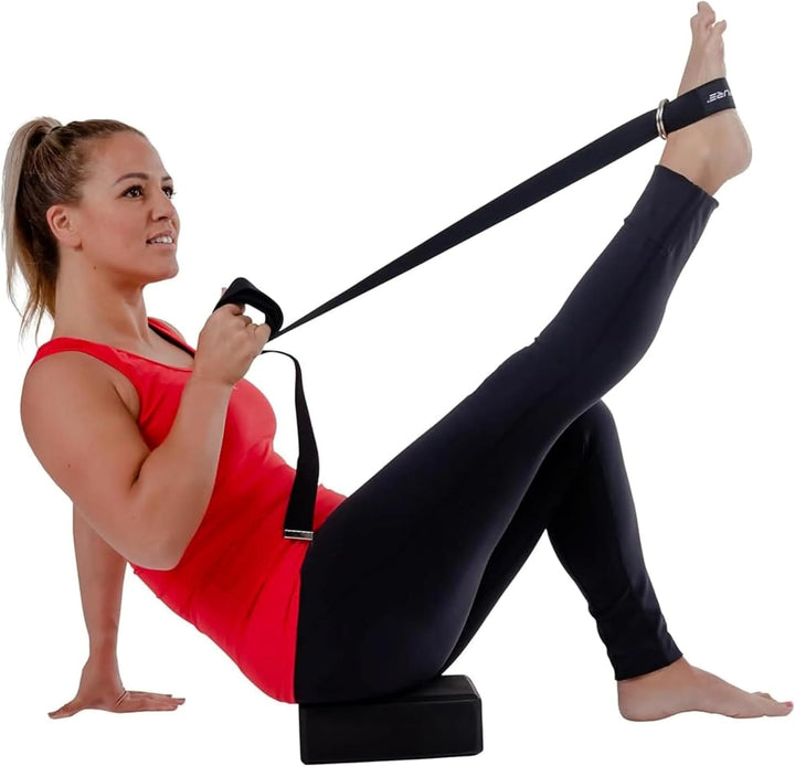 Yogablock mit verstellbarem Gurt im Set, Yoga Zubehör für Beweglichkeit und Entspannung