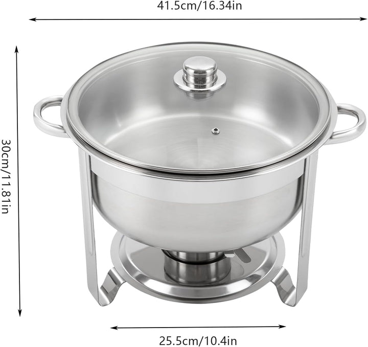 8.5L Chafing Dish Rund, 42cm Edelstahl Warmhaltebehälter, Speisewärmer, Deckel Kann Aufgehängt Werde