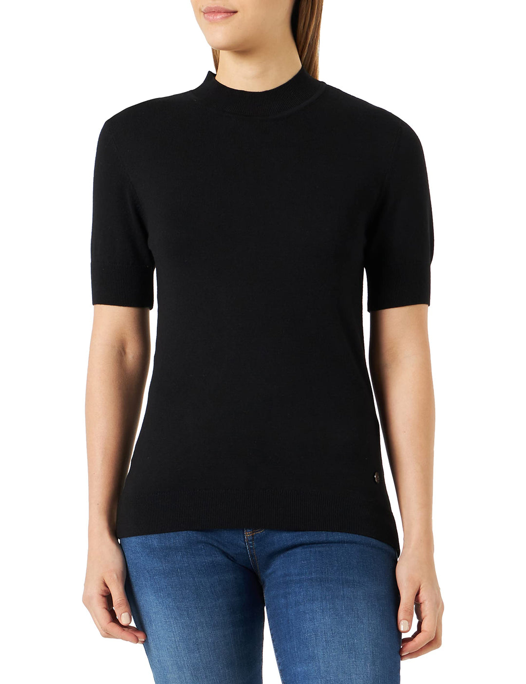 Tamaris Damen ASOLO Feminin ausgeschnittenes Langarmshirt T-Shirt 34 Black Beauty, 34 Black Beauty