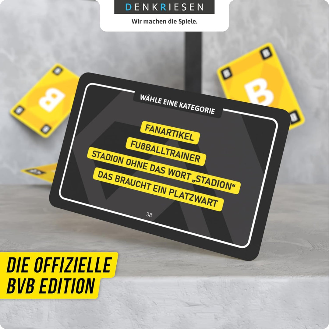 DENKRIESEN - Stadt Land VOLLPFOSTEN® Das Kartenspiel – BVB Edition | Ab 8 Jahren | 3-6 Spieler | BVB