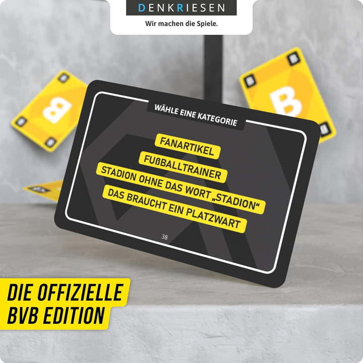 DENKRIESEN - Stadt Land VOLLPFOSTEN® Das Kartenspiel – BVB Edition | Ab 8 Jahren | 3-6 Spieler | BVB