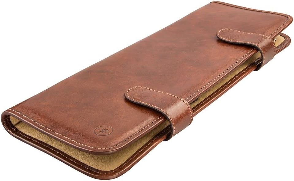 Maxwell Scott Handgefertigtes Herren Leder Krawattenetui Tivoli in Cognac Braun, Cognac Braun