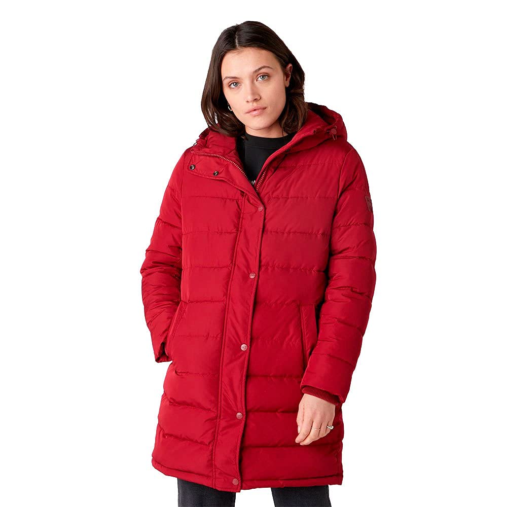 Wrangler Damen Long Puffer Jacket XS Rumba Red, XS Rumba Red