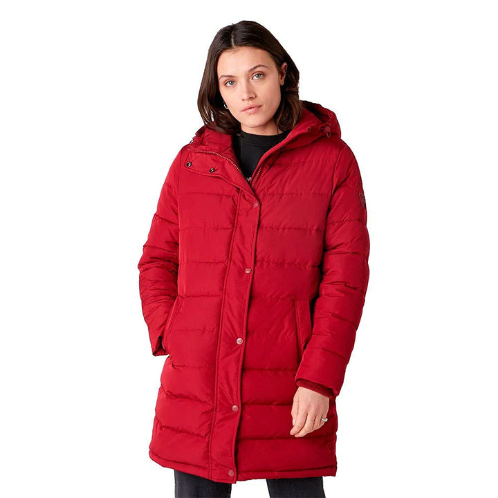 Wrangler Damen Long Puffer Jacket XS Rumba Red, XS Rumba Red