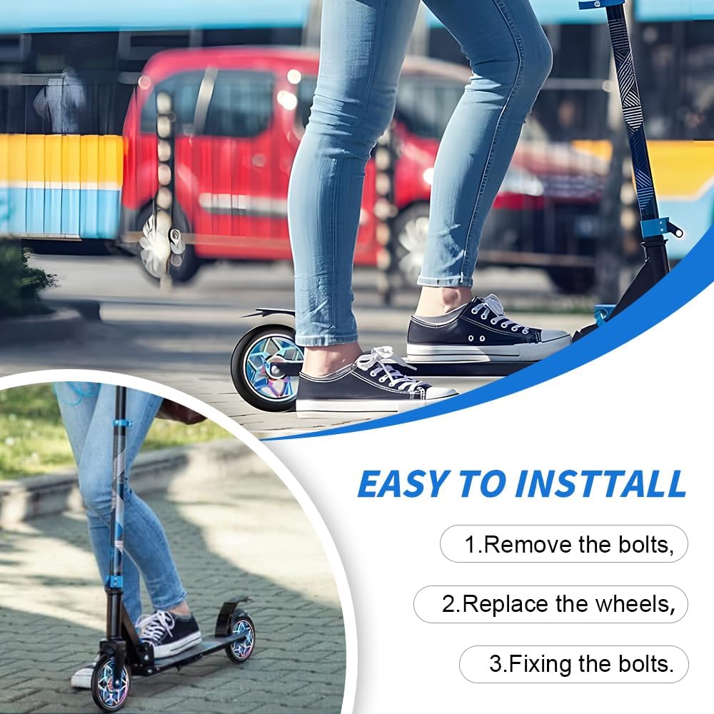 YANGUN Stunt Scooter Rollen, 2 PCS Scooter Ersatzräder 88A mit ABEC-9 Lager Aluminium Speichenkern,