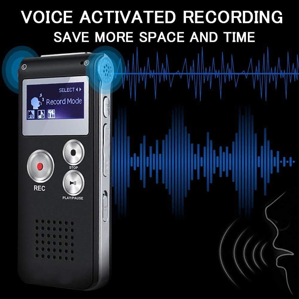 Digitales Diktiergerät, 64 GB, Sprachaktivierung – HD-Audiorekorder 1536 kbps, tragbar, MP3 für Meet