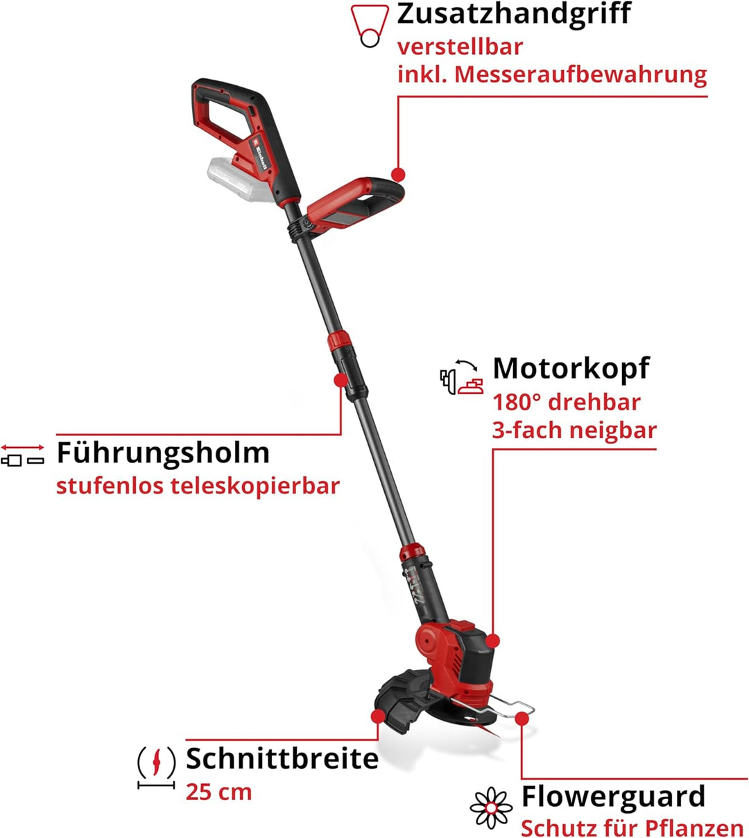 Einhell Akku-Rasentrimmer GE-CT 18/25-1 Li-Solo Power X-Change (18 V, 25 cm Schnittbreite, dreh-/nei