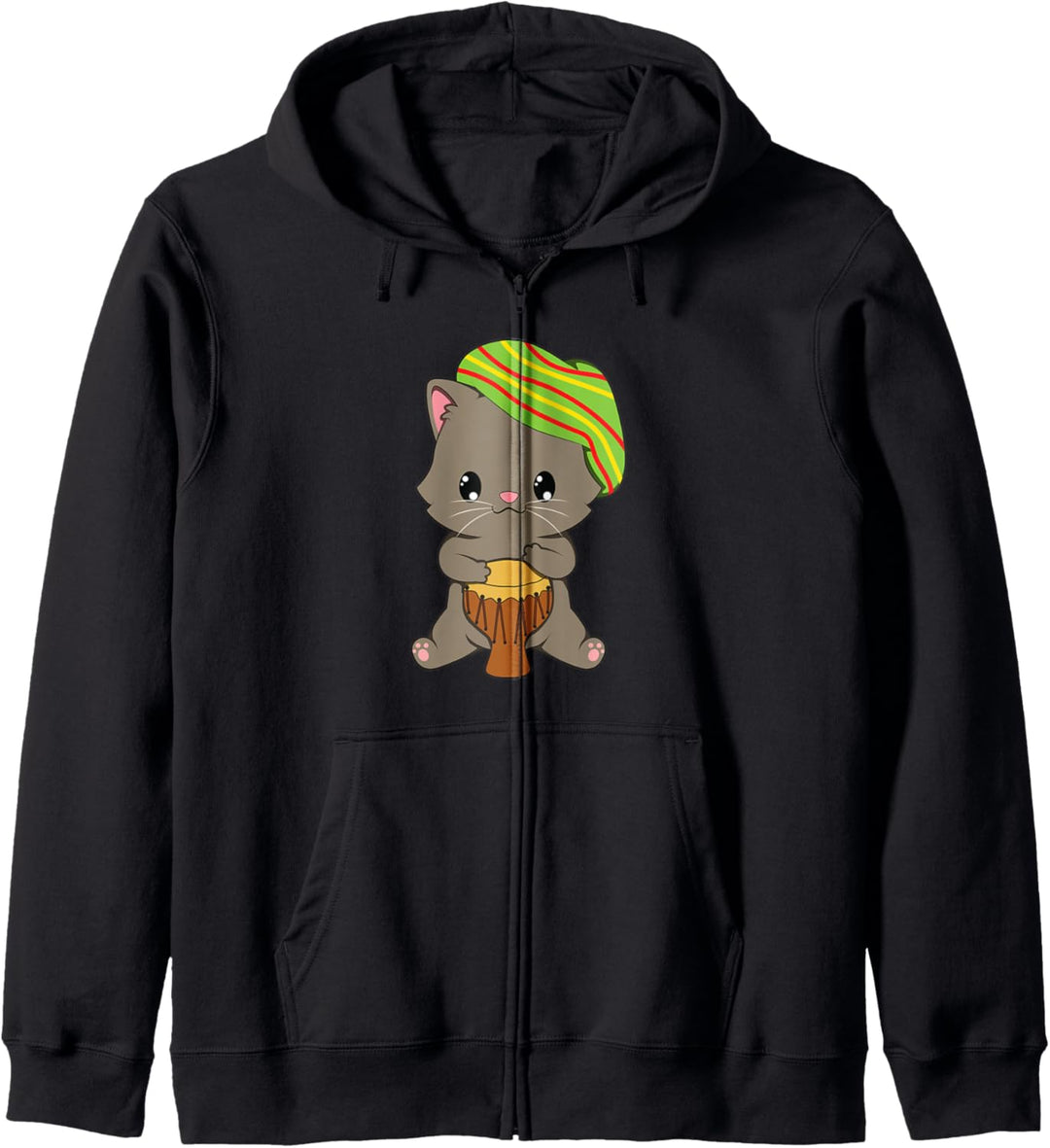 Niedliche Kawaii Rasta Reggae Katze Kapuzenjacke