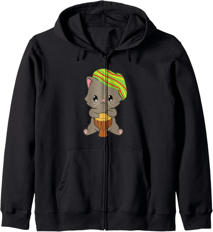 Niedliche Kawaii Rasta Reggae Katze Kapuzenjacke