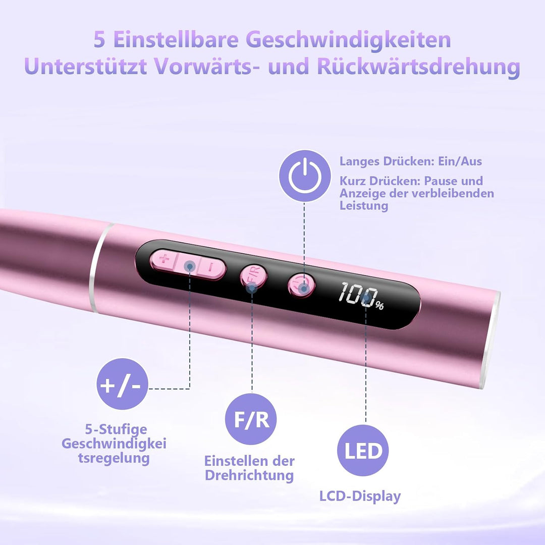 POFIBO Nagelfräser Kabellose 35000 U/Min Nagelfräser für Gelnägel - Professioneller Nail Drill für G