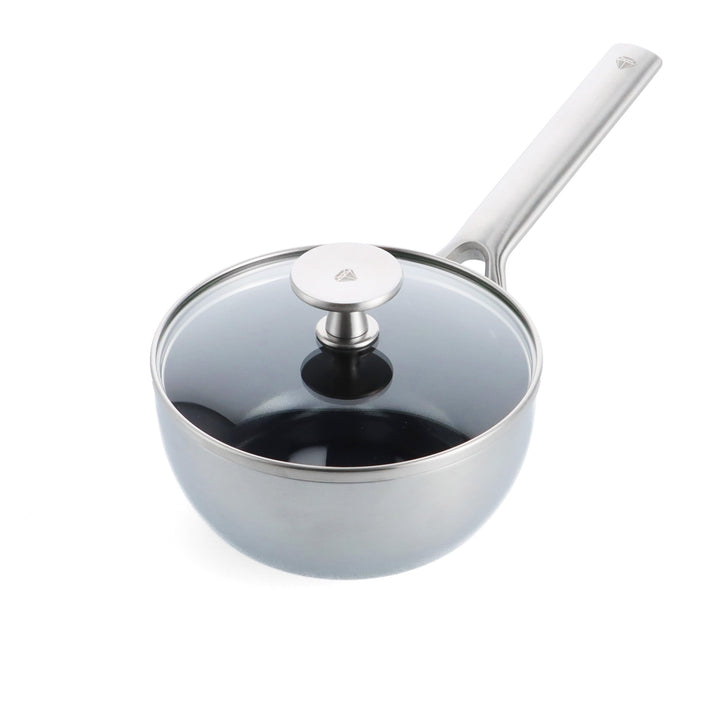 Blue Diamond Cookware Triple Steel Edelstahl Diamantverstärkte Keramik Antihaft, 16 cm/1,2L Stielkas