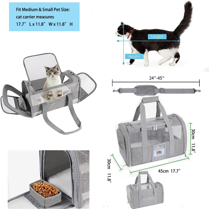 Transportbox Katze Hund,Tragbare atmungsaktive Reisetasche Airline Approved Faltbare Hundebox für Ha
