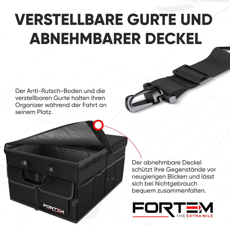 FORTEM Kofferraum Organizer, Kofferraumtasche, Zusammenklappbarer Auto Organizer Kofferraum mit Fäch