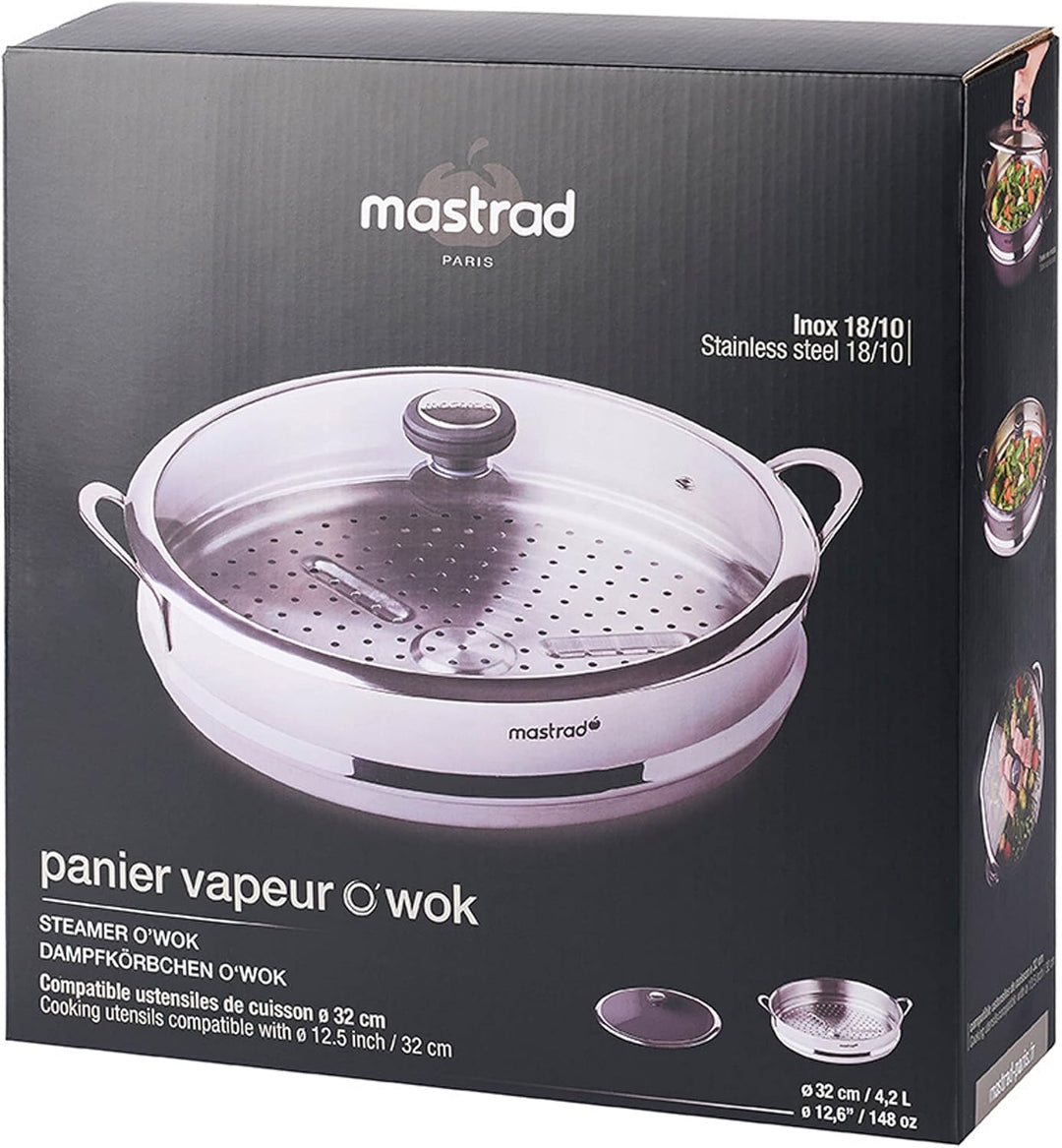 Mastrad Dampfkorb mit Deckel - Passt zum O’Wok Gourmet -Gesunder und schneller Garkorb + Deckel-32 C
