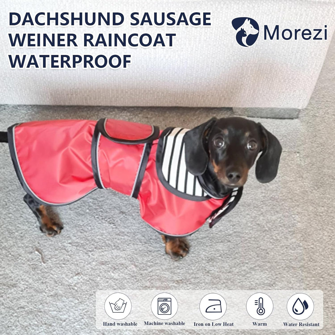 MOREZI Hunderegenmantel mit Reflexstreifen, Regen-/wasserdicht, verstellbare Weste, geeignet für kle