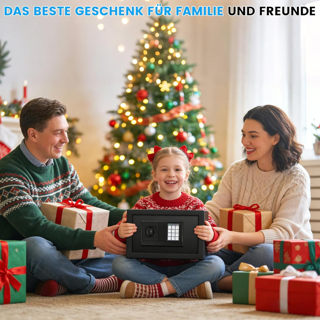 Klein Tresor für Zuhause, 15L Digitaler Möbeltresor Klein mit Feuerfester Wasserdicht Geldtasche, He