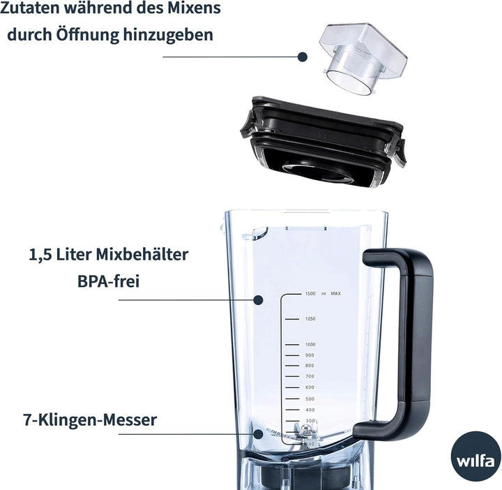 Wilfa POWER FUEL DIGITAL Standmixer - 1,5l Tritan-Krug bis 100°C, BPA-frei - 30.000 U/min. - 6 Progr