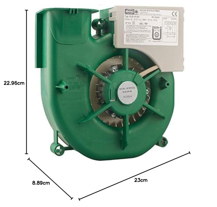 Helios Ersatzlüfter Ventilator ELS-VN 60 mit Nachlauf ohne Fassade/Blende, nur passend ab Baujahr 06