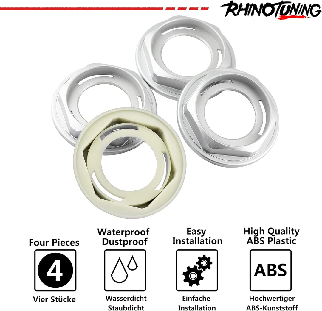 4 x 102mm Rad Nabenkappen Nabendeckel Radkappenclip Mattes Silber ABS-Kunststoff für 09.23.131 Silbe