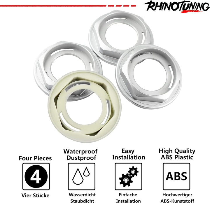 4 x 102mm Rad Nabenkappen Nabendeckel Radkappenclip Mattes Silber ABS-Kunststoff für 09.23.131 Silbe