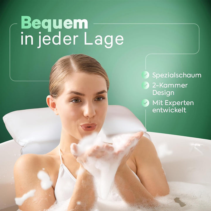 Laneta Badewannenkissen - Ergonomisches Badekissen mit 4D-Spezialschaumfüllung [Designed in Germany]
