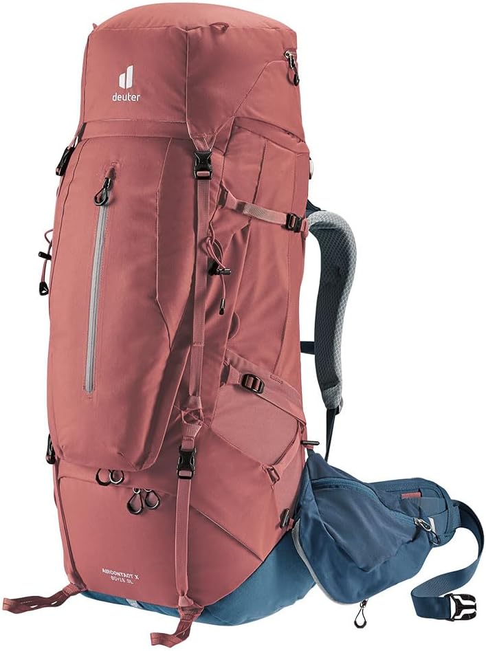 deuter Aircontact X 60+15 SL (Grösse S) Damen Trekkingrucksack, Redwood-ink