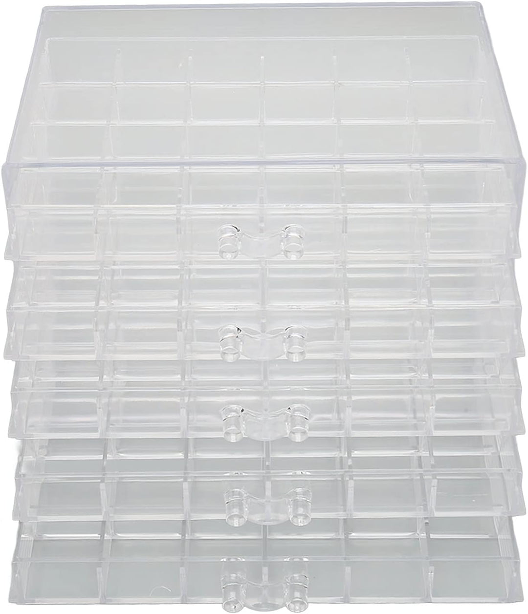 Transparente Aufbewahrungsbox mit 120 Fächern, 5 Lagen, mit herausnehmbaren Schubladen, geeignet für