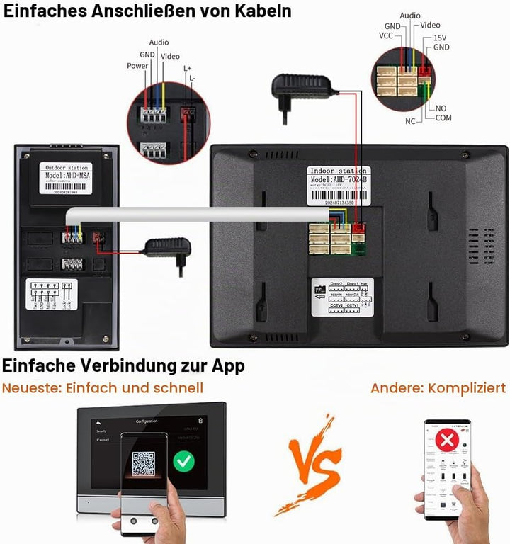 WiFi Video Tür Telefon Gegensprechanlage System 1080P HD Türklingel Kamera IR Nachtsicht mit 7 Zoll
