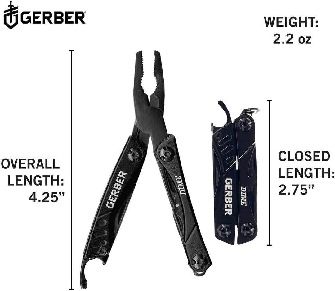 Gerber Multifunktionswerkzeug mit 12 Funktionen, Dime Pocket Multi-Tool, Schwarz, 31-003610 Schwarz