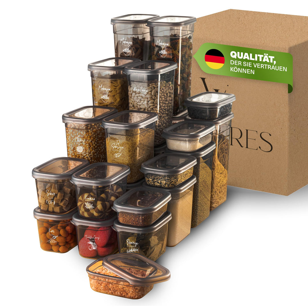 luftdichte Vorratsdosen mit Deckel | 25er Vorratsbehälter Set | BPA-FREI | Zur Müsli Mehl und Zucker