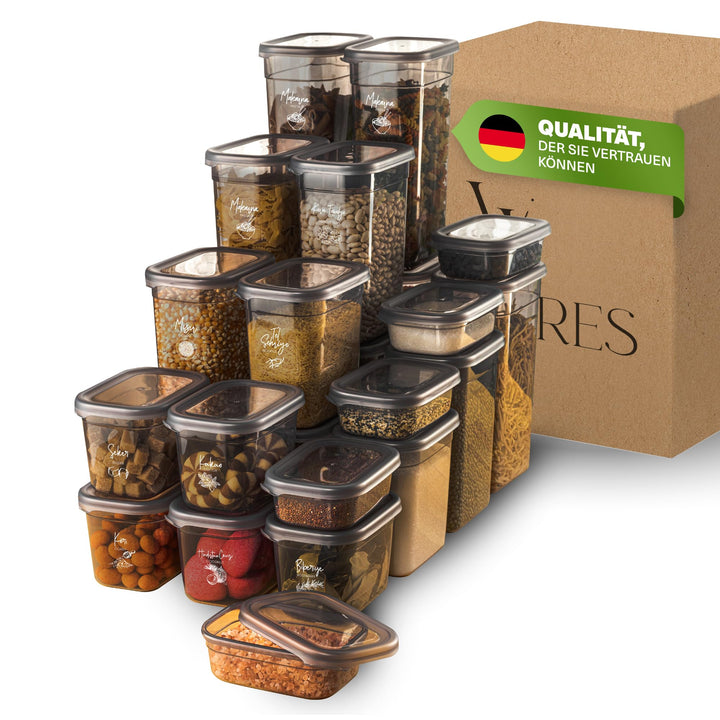 luftdichte Vorratsdosen mit Deckel | 25er Vorratsbehälter Set | BPA-FREI | Zur Müsli Mehl und Zucker