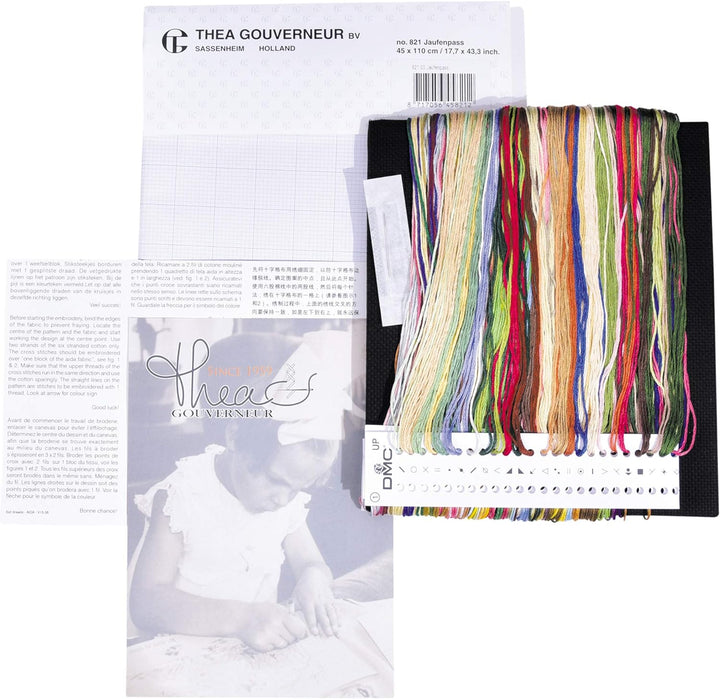 Thea Gouverneur - Kreuzstich-Set - Wildblumen - Aida Schwarz - 18 Count - Für Erwachsene - 821.05 82