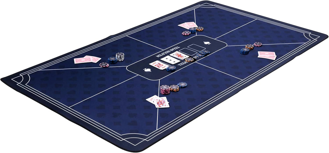 Engelhart - 320995 - Pokermatte, blau, rutschfeste Spielfläche, 140 cm x 80 cm, Dicke: 3 mm, Bedruck