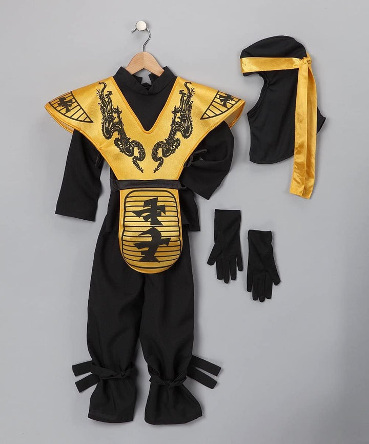 Dress Up America Goldener Ninja Kostüm - Wilder Samurai Krieger Kostüm für Jungen und Mädchen Grösse