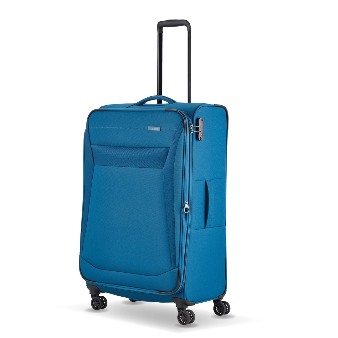 travelite 4-Rad Koffer Grösse L Weichschale, Gepäck Serie CHIOS mit Dehnfalte + Kantenschutz, Trolle