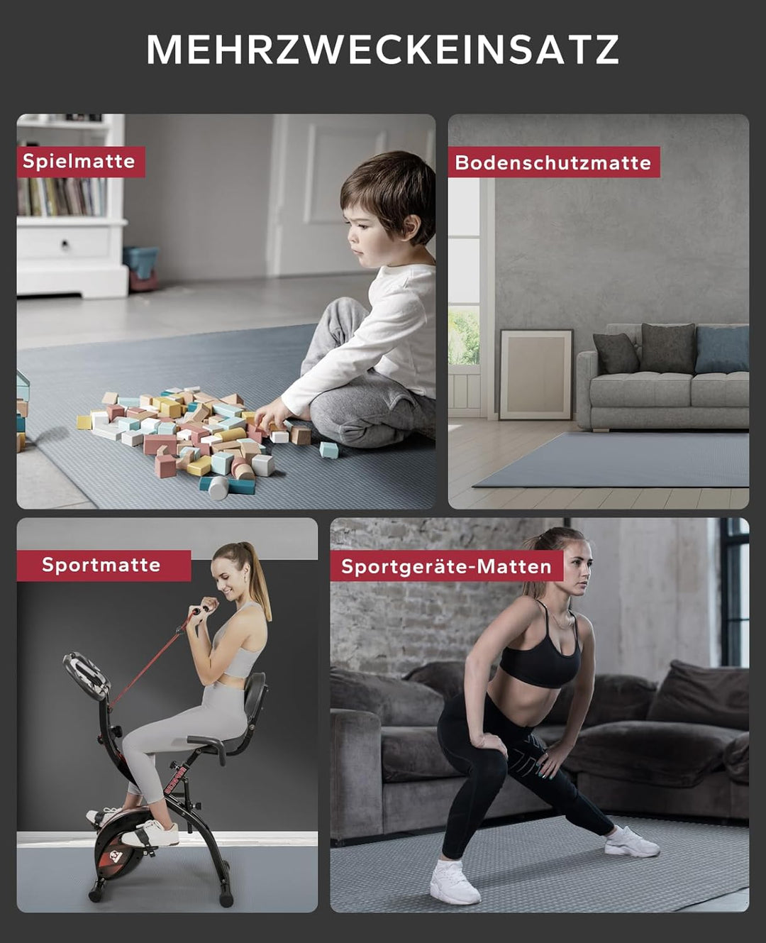 HAPBEAR Yogamatte XXL- Extra Gross Breit Sportmatte Fitnessmatte Rutschfest 213cm x 152cm/183cm x 12