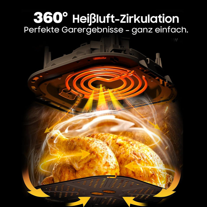 Heissluftfritteuse 9L Airfryer– 2350W Heissluftfritteuse für schnelles Garen, Fritteuse ohne Öl Mit