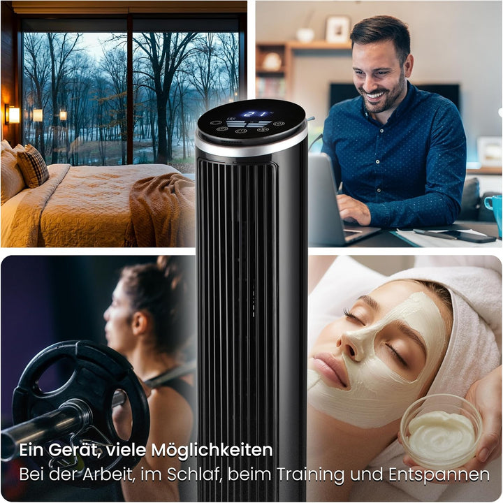 Turmventilator 102cm Standventilator mit Ionisator & Aroma-Clip IONIC, 5,8 m/s Wind, 90° Oszillation