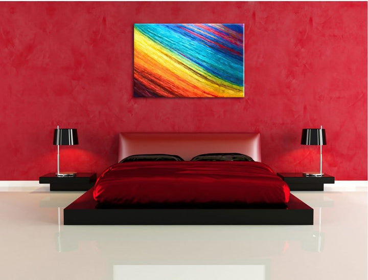 Pixxprint Bunte Streifen als Leinwandbild/Grösse: 100x70 cm/Wandbild/Kunstdruck/fertig bespannt, 100