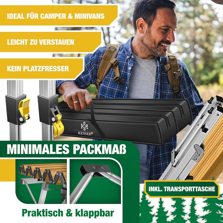 KESSER® Campingtisch faltbar Klapptisch mit Aluminiumrahmen Aufrollbare Tischplatte Falttisch klappb