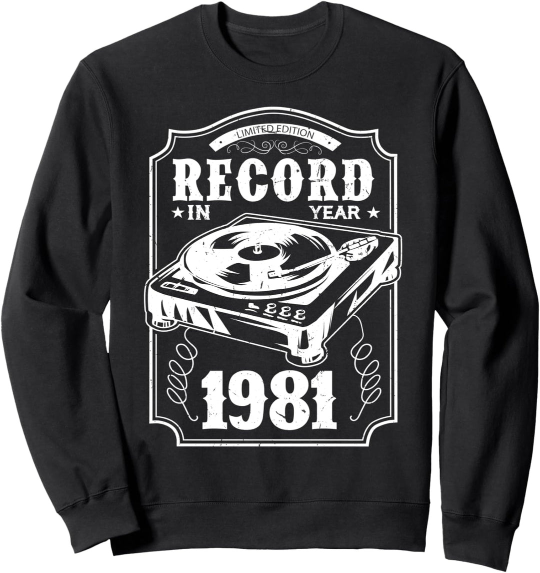 39 Geburtstag 1981 Jahrgang Vinyl Geschenk Schallplatten Sweatshirt