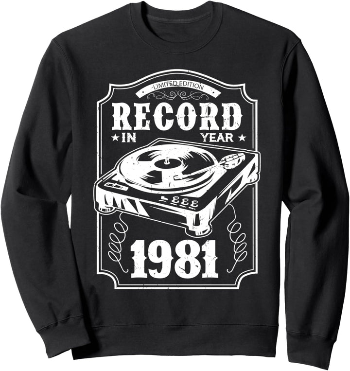 39 Geburtstag 1981 Jahrgang Vinyl Geschenk Schallplatten Sweatshirt