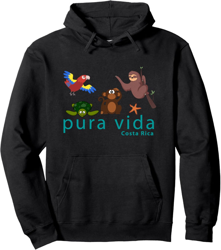Costa Rica Pura Vida Animals Pullover Hoodie