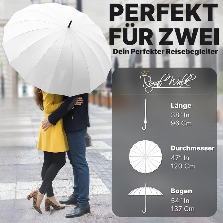 Royal Walk Regenschirm Gross Sturmfest Golf Schirm XXL Stabiler Stockschirm | Grosser Regenschirm fü